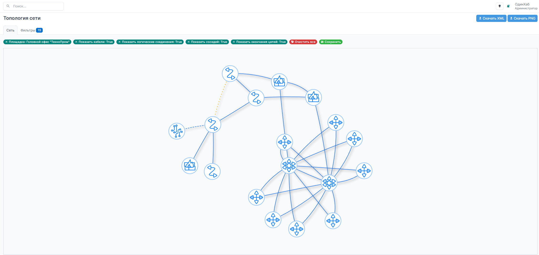 Анализ топологии корпоративной сети и настройка фильтров отображения объектов в IPAM-решении ОдинХаб
