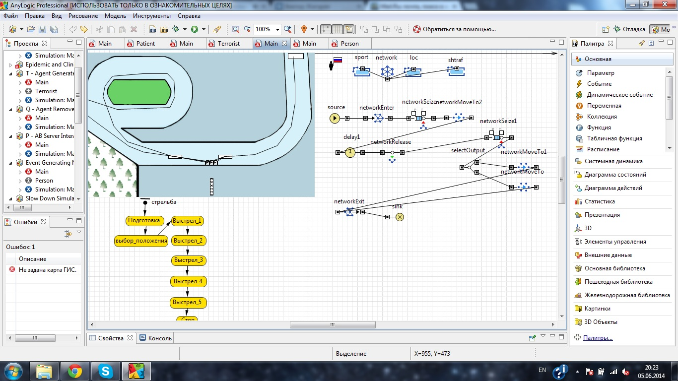 Системное моделирование сложного объекта (спортивных соревнований) в программном продукте AnyLogic