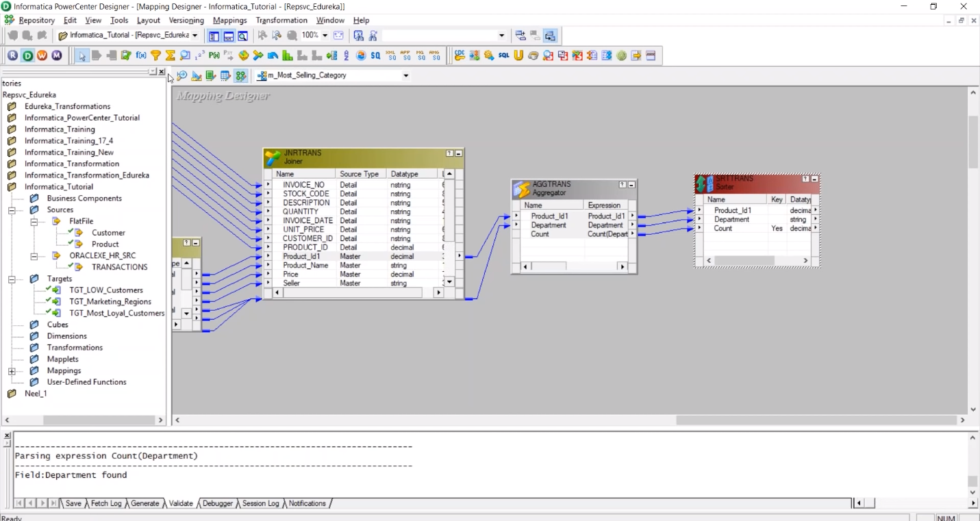 Модель обработки, транформации и очистки данных в программе Informatica PowerCenter Designer