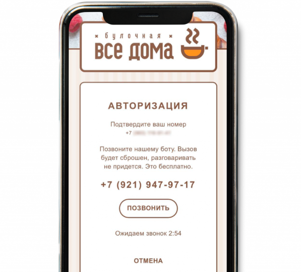 Авторизация пользователя звонком в сервисе аутентификации и авторизации LoginBot