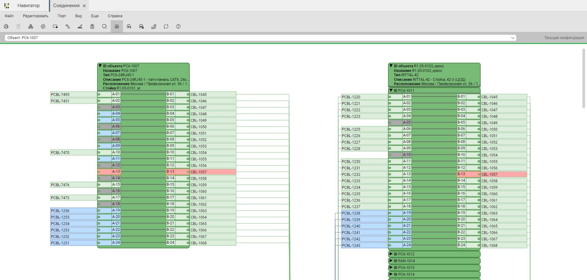Учёт соединений патч-панелей и кабелей с детализацией портов в кабельном менеджменте SDI Basis