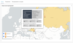 Дашборд-панель с интерактивной картой, созданная с использованием платформы Сакура PRO от компании Технос-К