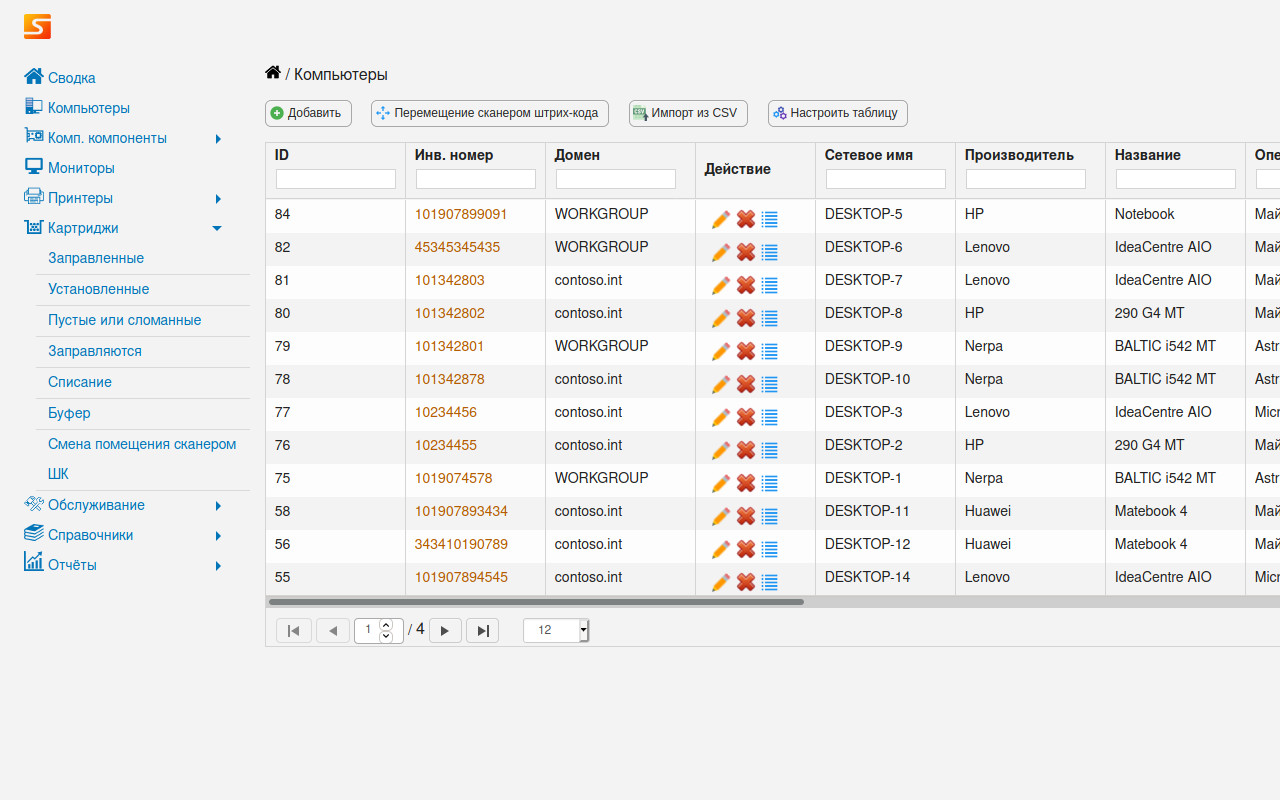 Инвентаризация компьютеров и управление ИТ-активами в реестре оборудования Severcart