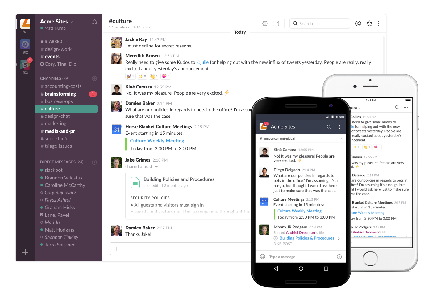 Корпоративное общение на базе корпоративного мессенджера Slack от компании-разработчика Salesforce