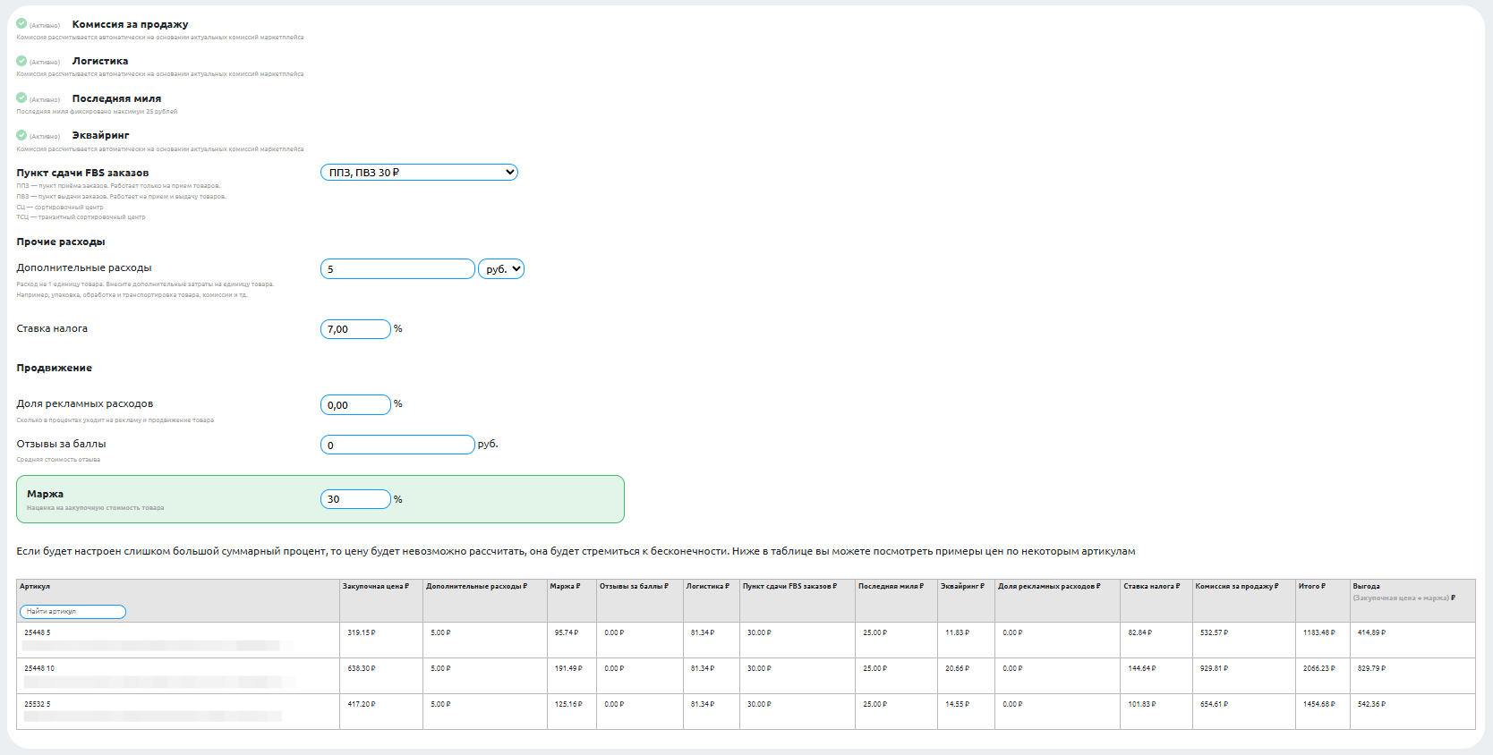 Расчёт unit-экономики товара с учётом всех издержек в блоке управления ценообразованием SmartPricer от Еком Сервисы