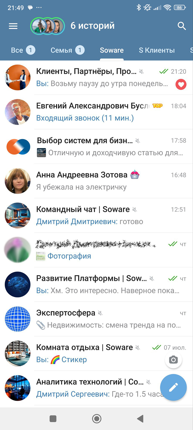 Коммуникация с применением мобильного приложения Telegram