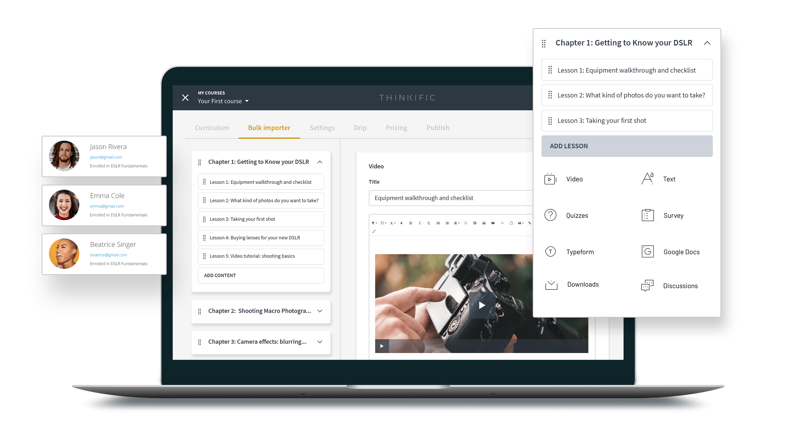 Создание и публикация онлайн-курсов в платформе для образовательного контента Thinkific